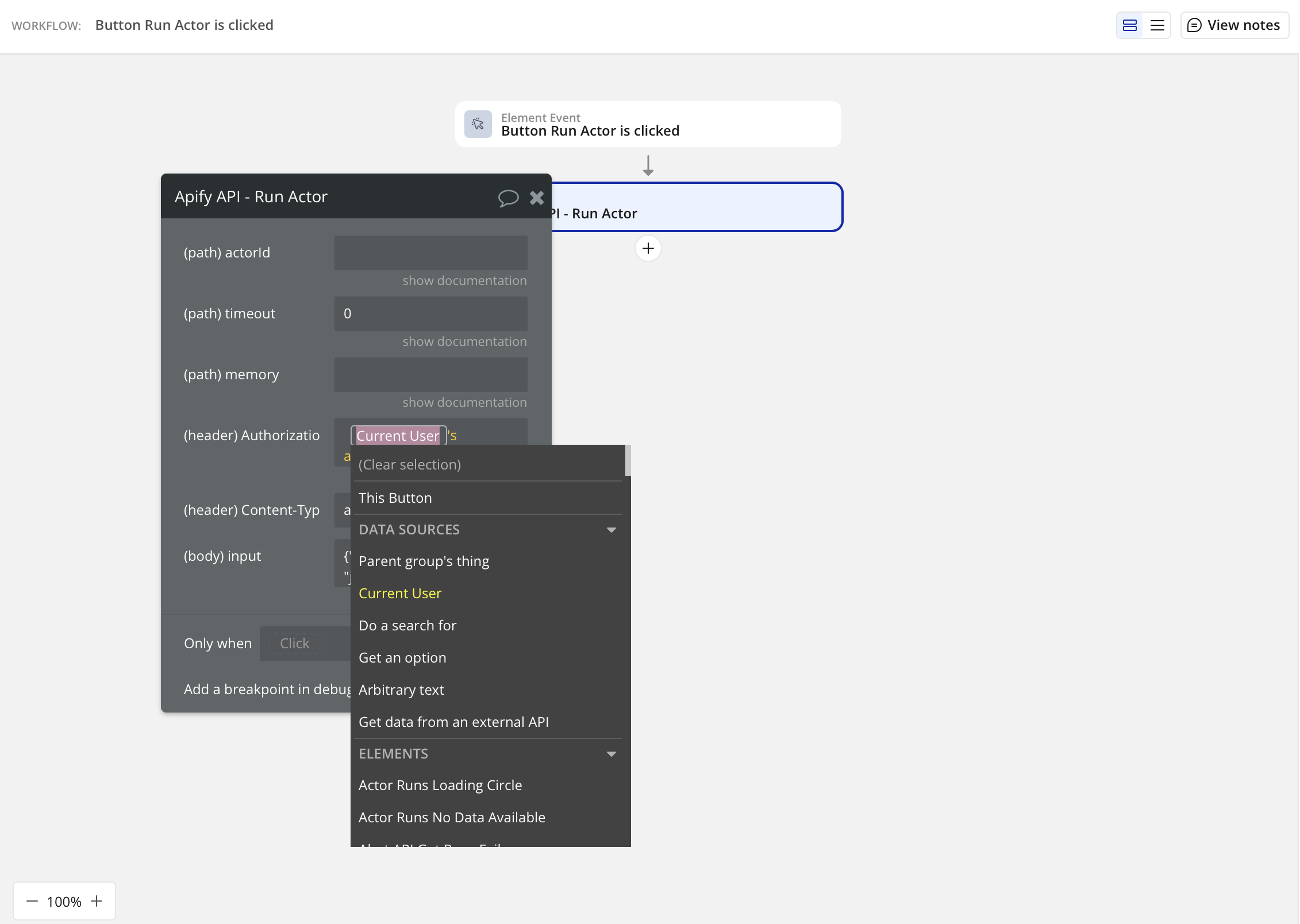 Current User&#39;s API token